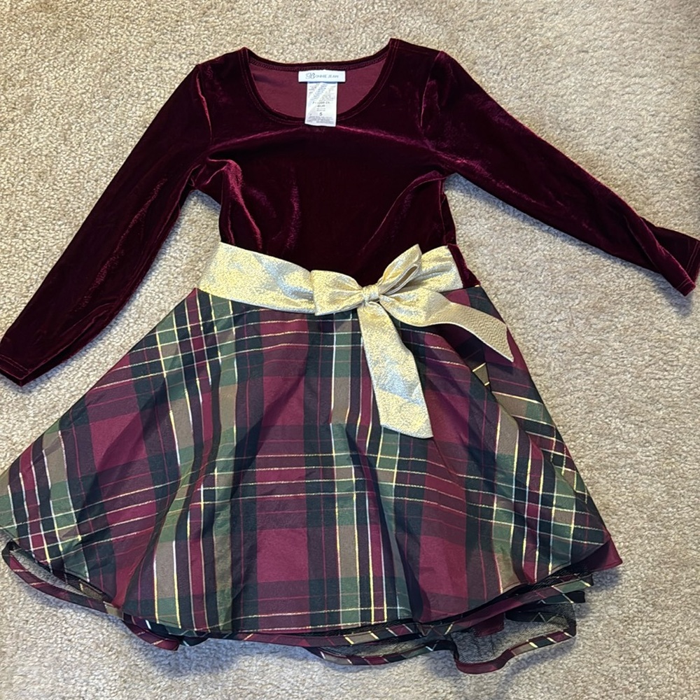 Bonnie Jean Girls Velvet Top Dress